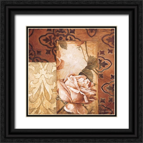 Linen Roses I Black Ornate Wood Framed Art Print with Double Matting by Thompson, Linda