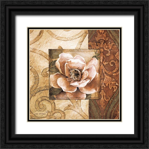 Linen Roses II Black Ornate Wood Framed Art Print with Double Matting by Thompson, Linda