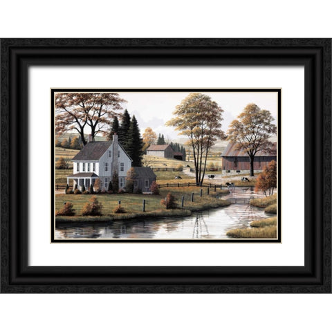 Autumn Grazing Black Ornate Wood Framed Art Print with Double Matting by Saunders, Bill