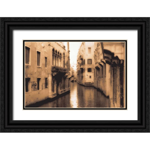 Venice Canal Black Ornate Wood Framed Art Print with Double Matting by Cook, Jamie
