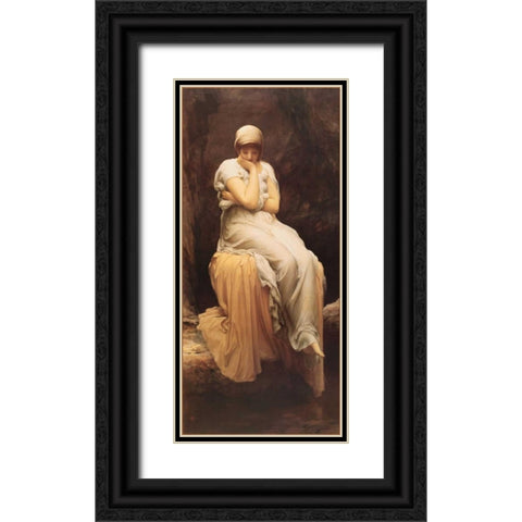 Solitude Black Ornate Wood Framed Art Print with Double Matting by Leighton, Lord Frederic