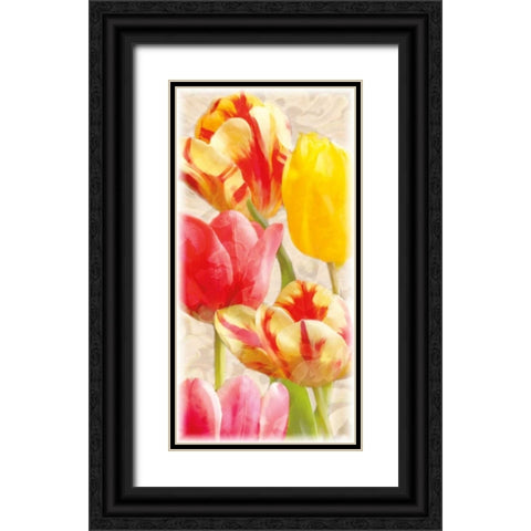 Glowing Tulips I Black Ornate Wood Framed Art Print with Double Matting by Pahl, Janel