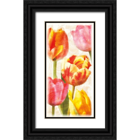 Glowing Tulips II Black Ornate Wood Framed Art Print with Double Matting by Pahl, Janel