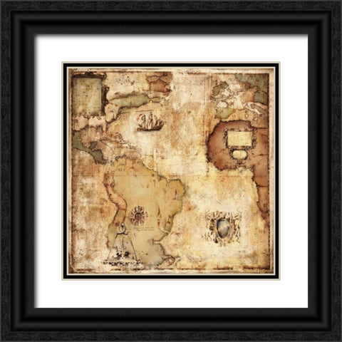 Map of Discovery Black Ornate Wood Framed Art Print with Double Matting by Panossian, Paul