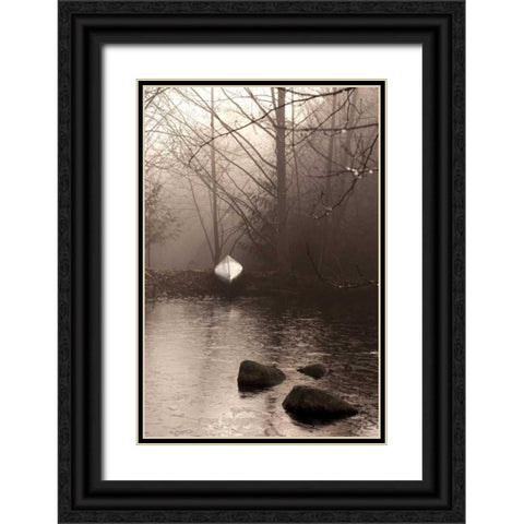 Silvered Morning Pond Black Ornate Wood Framed Art Print with Double Matting by Ross, Heather