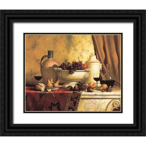 Italian Feast Black Ornate Wood Framed Art Print with Double Matting by Speck, Loran