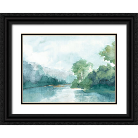 Fall Nature Blue Version Black Ornate Wood Framed Art Print with Double Matting by Watts, Eva
