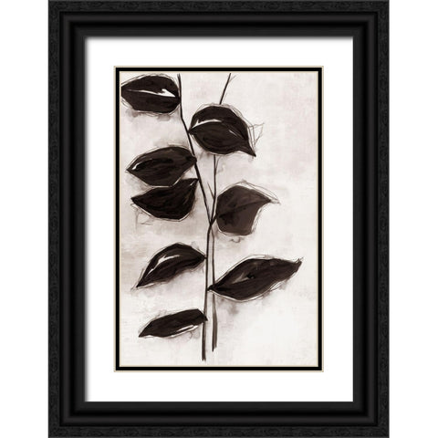 Leaves I Black Ornate Wood Framed Art Print with Double Matting by Watts, Eva