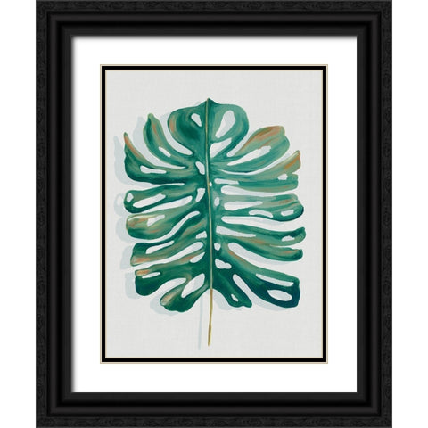 Modern Tropic Leaf II Black Ornate Wood Framed Art Print with Double Matting by Watts, Eva