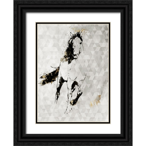 Wild Running Horse Black Ornate Wood Framed Art Print with Double Matting by Orlov, Irena