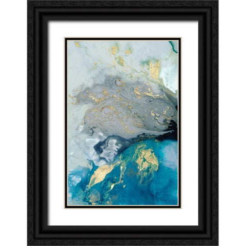 Ocean Splash I Black Ornate Wood Framed Art Print with Double Matting by PI Galerie