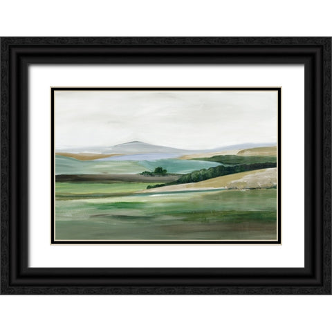 Green Hillside Horizon Black Ornate Wood Framed Art Print with Double Matting by Pearce, Allison