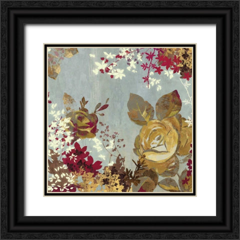 Golden Roses II Black Ornate Wood Framed Art Print with Double Matting by Wilson, Aimee