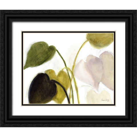 Philodendron in Rosy Greens No. 1 Black Ornate Wood Framed Art Print with Double Matting by Bragg, Janel
