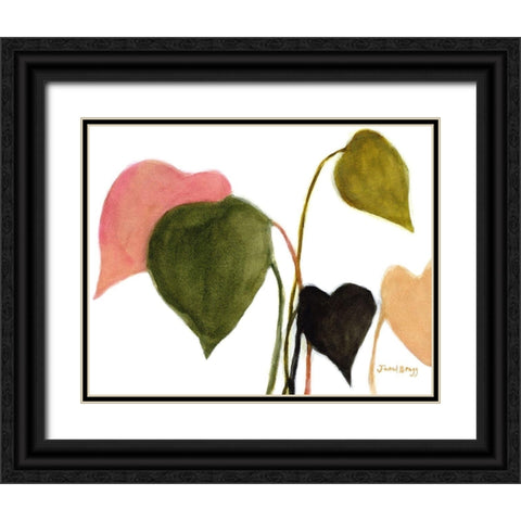 Philodendron in Rosy Greens No. 2 Black Ornate Wood Framed Art Print with Double Matting by Bragg, Janel