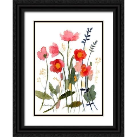Floral with Wild Roses No. 2 Black Ornate Wood Framed Art Print with Double Matting by Bragg, Janel
