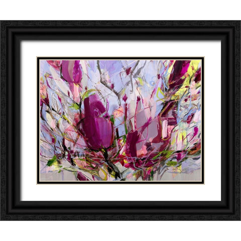 Magnolia Blossoms Black Ornate Wood Framed Art Print with Double Matting by Bujna, Kati