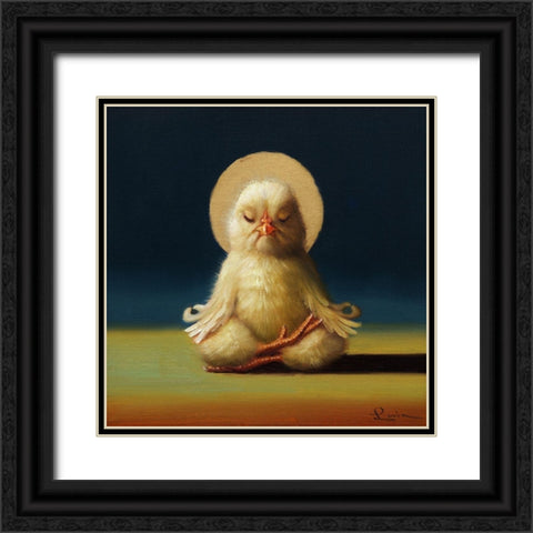 Yoga Chick Half Lotus Black Ornate Wood Framed Art Print with Double Matting by Heffernan, Lucia