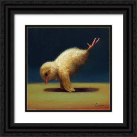 Yoga Chick Peacock Black Ornate Wood Framed Art Print with Double Matting by Heffernan, Lucia