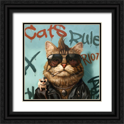 Bad Pussy Black Ornate Wood Framed Art Print with Double Matting by Heffernan, Lucia
