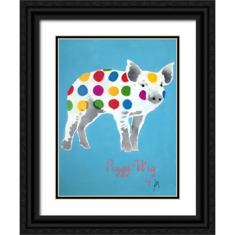 Piggy Wig Black Ornate Wood Framed Art Print with Double Matting by Sly, Juan