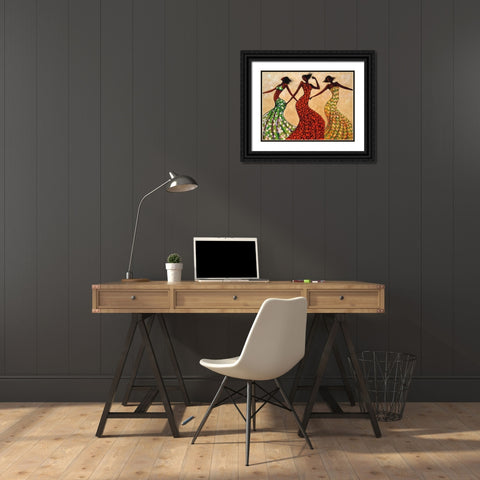 Rhythm Black Ornate Wood Framed Art Print with Double Matting by Stewart, Monica