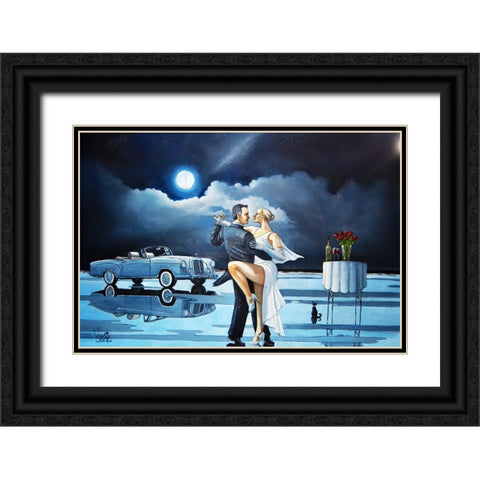 Date Night III Black Ornate Wood Framed Art Print with Double Matting by West, Ronald