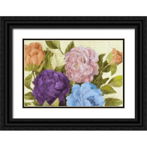 Newly Blossomed Peonies Black Ornate Wood Framed Art Print with Double Matting by Loreth, Lanie