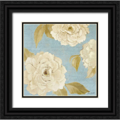 Scripted Poetic Peonies II Black Ornate Wood Framed Art Print with Double Matting by Loreth, Lanie
