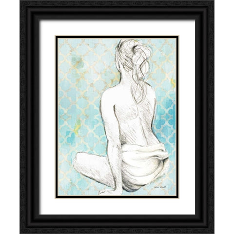 Woman Sitting on Pattern II Black Ornate Wood Framed Art Print with Double Matting by Loreth, Lanie