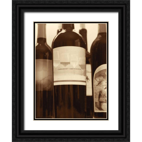 Wine Bottles II Black Ornate Wood Framed Art Print with Double Matting by Peck, Gail