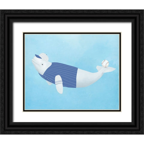 Baseball Whale Black Ornate Wood Framed Art Print with Double Matting by Sheppard, Lucca