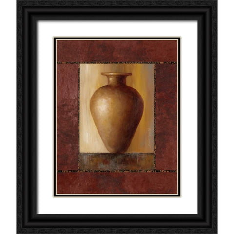 Taramind Pottery Vase Black Ornate Wood Framed Art Print with Double Matting by Loreth, Lanie