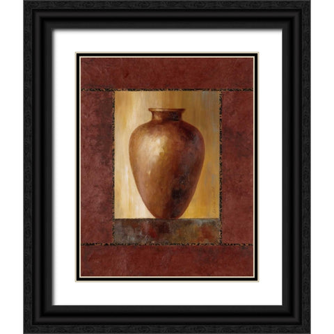 Mahogany Pottery Vase Black Ornate Wood Framed Art Print with Double Matting by Loreth, Lanie
