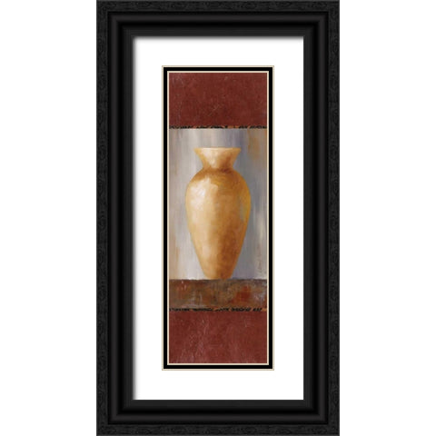 Rustic Gold Flower Vase I Black Ornate Wood Framed Art Print with Double Matting by Loreth, Lanie
