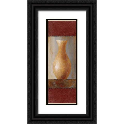 Rustic Gold Flower Vase II Black Ornate Wood Framed Art Print with Double Matting by Loreth, Lanie