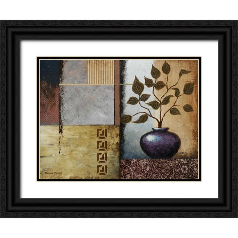 Plum Vase Black Ornate Wood Framed Art Print with Double Matting by Marcon, Michael