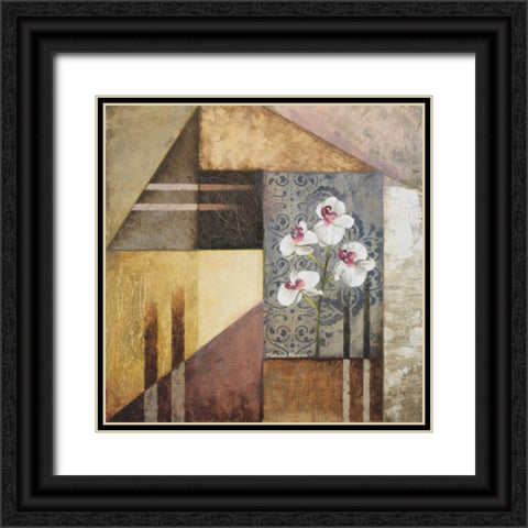 Orchids and Shapes I Black Ornate Wood Framed Art Print with Double Matting by Marcon, Michael