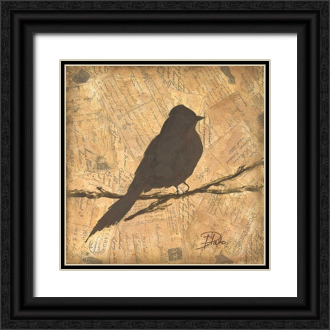 Bird Silhouette I Black Ornate Wood Framed Art Print with Double Matting by Pinto, Patricia