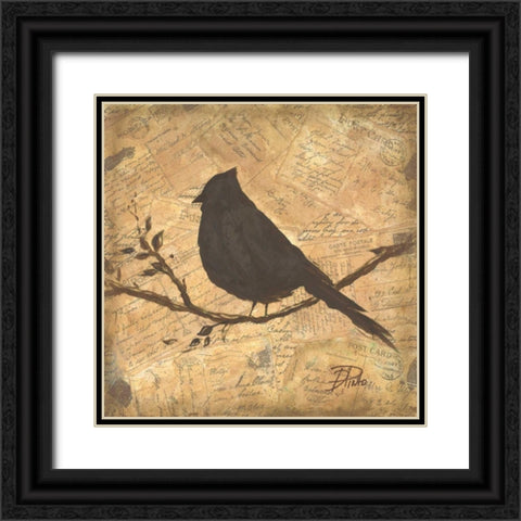 Bird Silhouette II Black Ornate Wood Framed Art Print with Double Matting by Pinto, Patricia