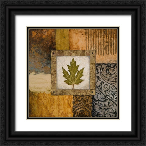 Fallen Leaf II - green Black Ornate Wood Framed Art Print with Double Matting by Marcon, Michael