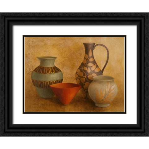 Decorative Vessel Still Life I Black Ornate Wood Framed Art Print with Double Matting by Loreth, Lanie