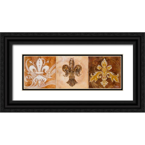 Fleur de Lis Trio Black Ornate Wood Framed Art Print with Double Matting by Riker, Thomas