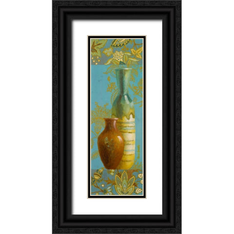Vases on European Floral I Black Ornate Wood Framed Art Print with Double Matting by Loreth, Lanie