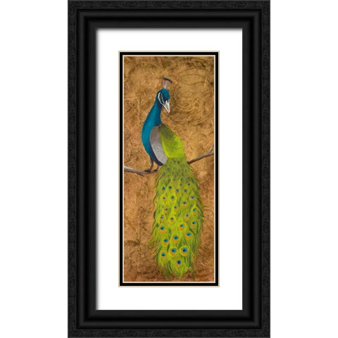 Peacocks II Black Ornate Wood Framed Art Print with Double Matting by Josefina