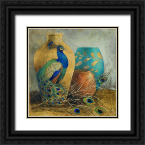 Peacock Vessels I Black Ornate Wood Framed Art Print with Double Matting by Loreth, Lanie
