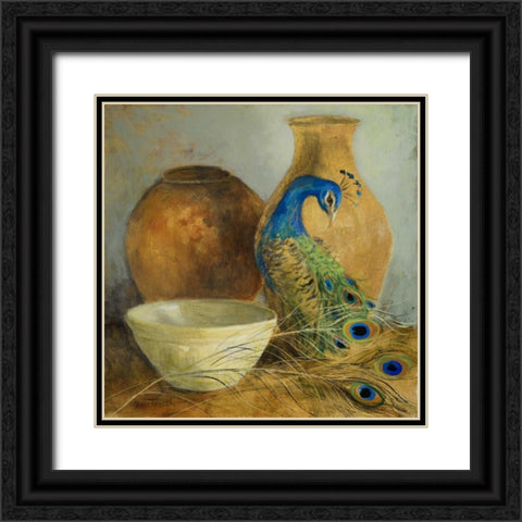 Peacock Vessels II Black Ornate Wood Framed Art Print with Double Matting by Loreth, Lanie