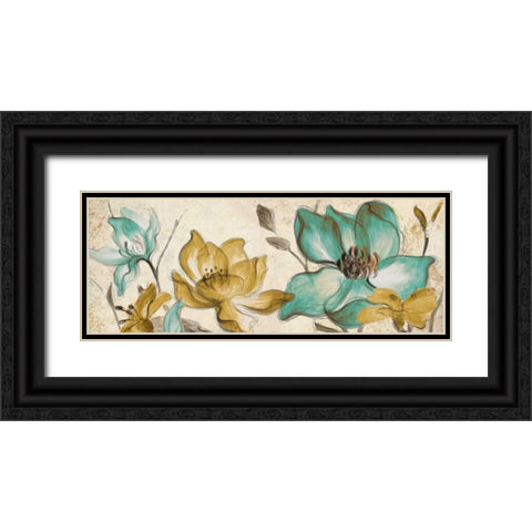 Whisper of Teal Panel II Black Ornate Wood Framed Art Print with Double Matting by Loreth, Lanie