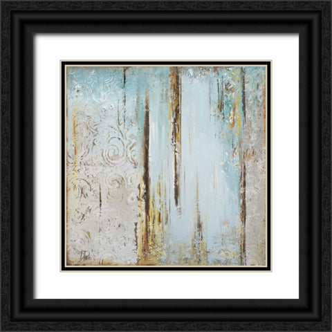 Blue Silver Square I Black Ornate Wood Framed Art Print with Double Matting by Pinto, Patricia