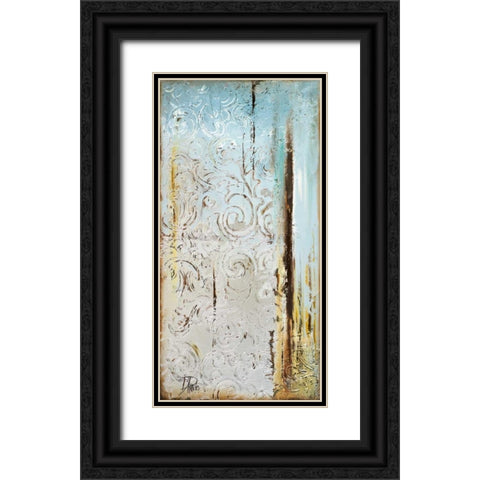Blue Silver I Black Ornate Wood Framed Art Print with Double Matting by Pinto, Patricia